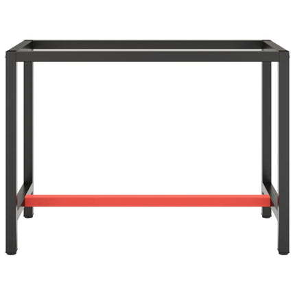 vidaXL Work Bench Frame Matte Black and Matte Red 110x50x79 cm Metal