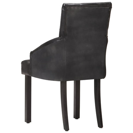 vidaXL Dining Chairs 6 pcs Black Real Goat Leather