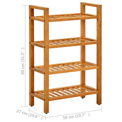 vidaXL Shoe Rack with 4 Shelves 50x27x80 cm Solid Oak Wood