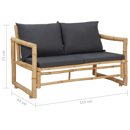 vidaXL Garden Bench with Cushions 115 cm Bamboo