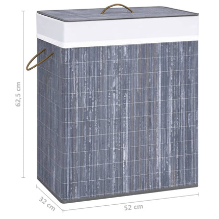 Bamboo Laundry Basket with 2 Sections Grey 100 L
