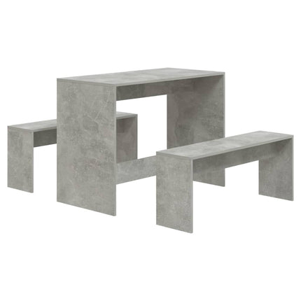 vidaXL 3 Piece Dining Set Concrete Grey Chipboard