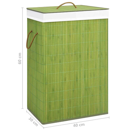 Bamboo Laundry Basket with 2 Sections Green 72 L