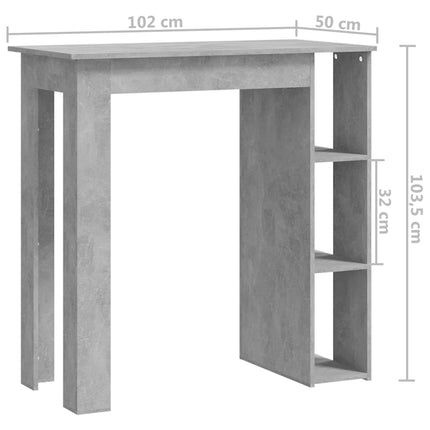 vidaXL Bar Table with Shelf Concrete Grey 102x50x103.5 cm Chipboard