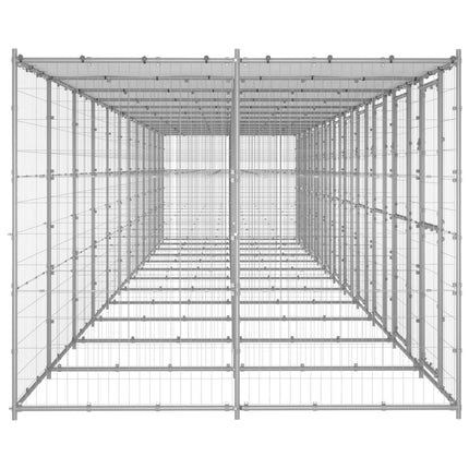 Outdoor Dog Kennel Galvanised Steel with Roof 29.04 m²