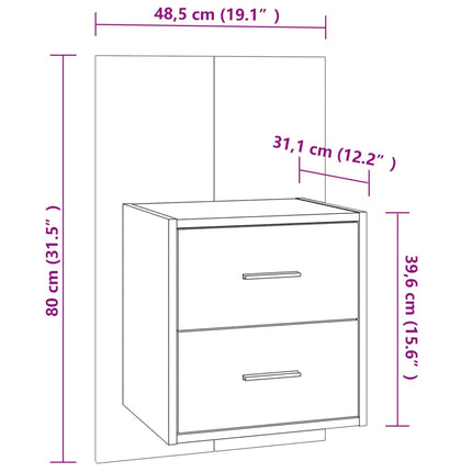 Wall-mounted Bedside Cabinet Sonoma Oak