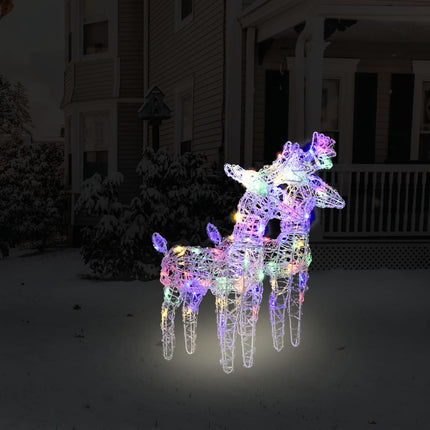 vidaXL Christmas Reindeers 2 pcs Multicolour 80 LEDs Acrylic