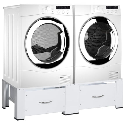 vidaXL Double Washing and Drying Machine Pedestal with Drawers White