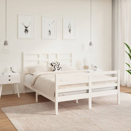 vidaXL Bed Frame White Solid Wood 135x190 cm 4FT6 Double