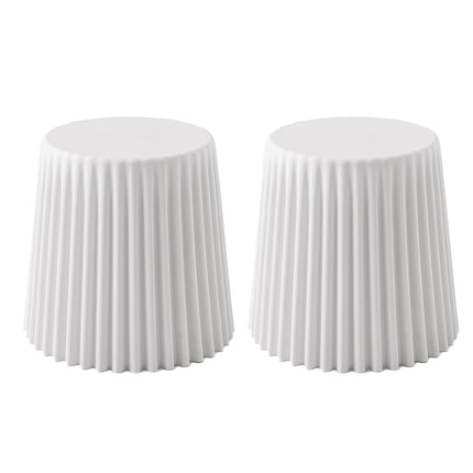 Set of 2 Cupcake Stool Plastic Stacking Bar Stools Dining Chairs Kitchen White