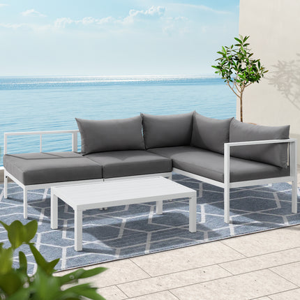 4-Seater Aluminium Outdoor Sofa Set Lounge Setting Table Chair Furniture