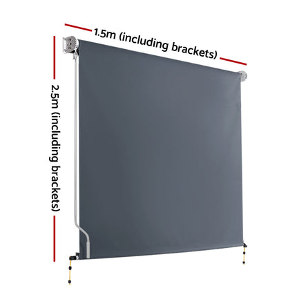 Outdoor Blind Privacy Screen Roll Down Awning Canopy Window 1.5X2.5M