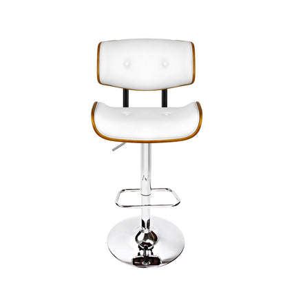 Wooden Gas Lift Bar Stool - White and Chrome