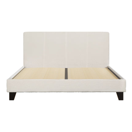 Bed Frame Double Size Boucle Fabric Mattress Base Platform Wooden