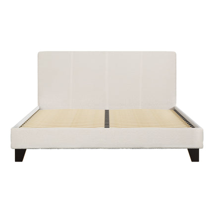 Bed Frame Queen Size Boucle Fabric Mattress Base Platform Wooden
