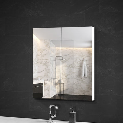 Bathroom Vanity Mirror with Storage Cabinet - White