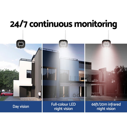 3MP Wireless CCTV Security Camera System WiFi Outdoor Home 2 Cameras Set
