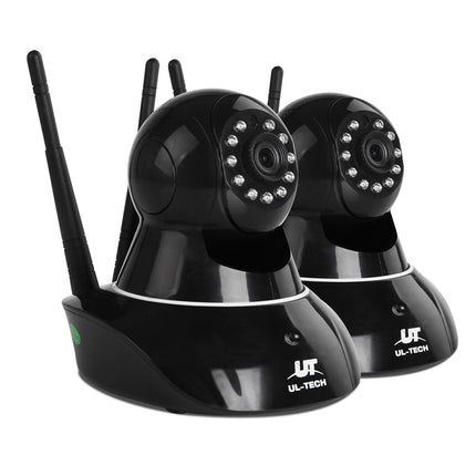 Set of 2 1080P Wireless IP Cameras - Black