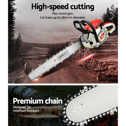 88cc Commercial Petrol Chainsaw E-Start 24 Bar Pruning Chain Saw