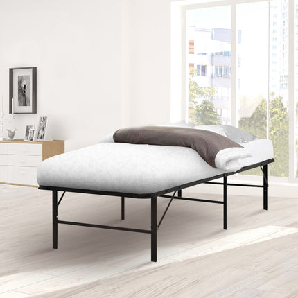 Folding Bed Frame Metal Bed Base King Single Size Portable Black