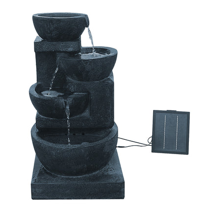 4 Tier Solar Powered Water Fountain with Light - Blue