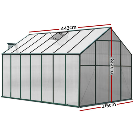 Aluminium Greenhouse Green House Garden Polycarbonate 4.43X2.44M