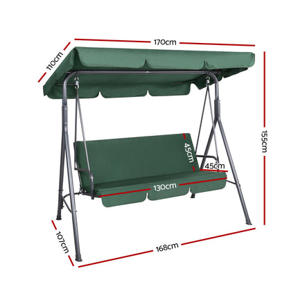 Swing Chair Hammock Outdoor Furniture Garden Canopy Bench Seat Green