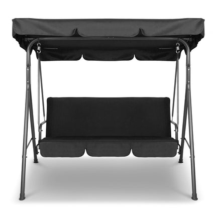 Outdoor Furniture Swing Chair Hammock 3 Seater Bench Seat Canopy Black