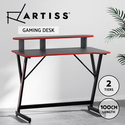 Gaming Desk Computer Desks Table 2-Tiers Storage Study Home Ofiice 100CM