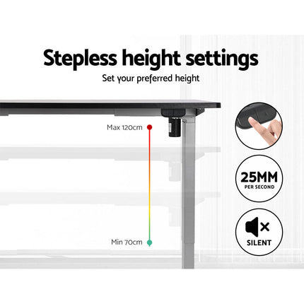 Electric Standing Desk Motorised Sit Stand Desks Table Grey Black 140cm