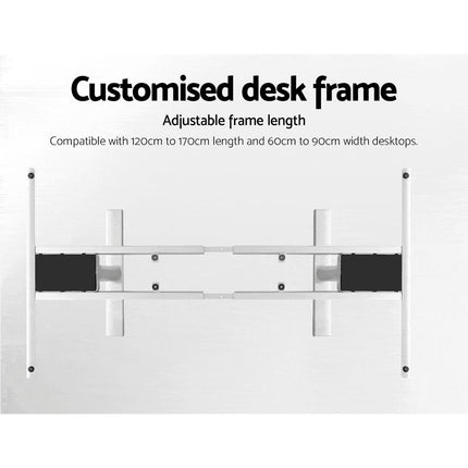 Electric Standing Desk Adjustable Sit Stand Desks White Brown 140cm