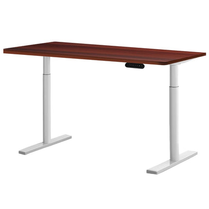 Electric Standing Desk Adjustable Sit Stand Desks White Walnut 140cm