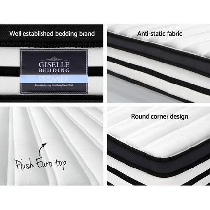 Bedding DOUBLE Size Bed Mattress Euro Top Pocket Spring Foam 27CM