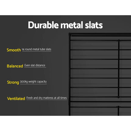 Metal Bed Frame Double Size Mattress Base Platform Foundation Black Dane