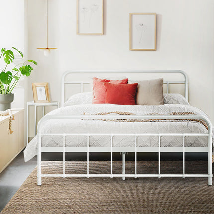 LEO Metal Bed Frame - Double (White)