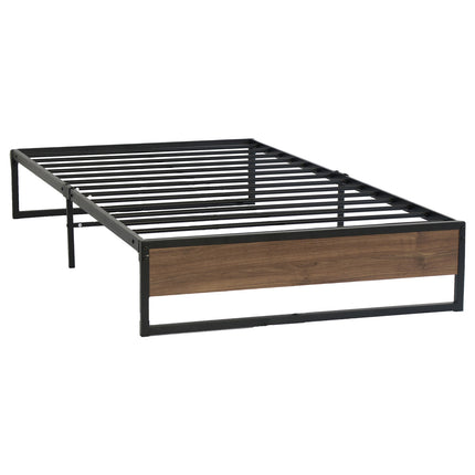 Metal Bed Frame Single Size Mattress Base Platform Wooden Black OSLO
