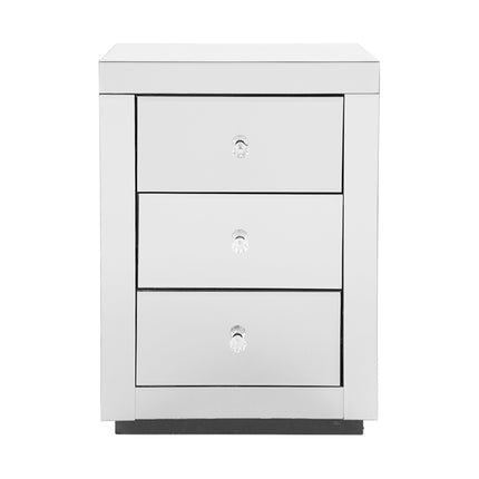 Mirrored Bedside Table Drawers Furniture Mirror Glass Presia Silver