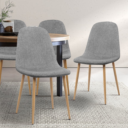 Set of 4 Adamas Fabric Dining Chairs - Light Grey