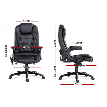 Massage Office Chair 8 Point PU Leather Office Chair - Black
