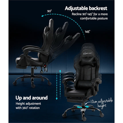 Gaming Office Chair Racing Massage Computer Seat Footrest Leather