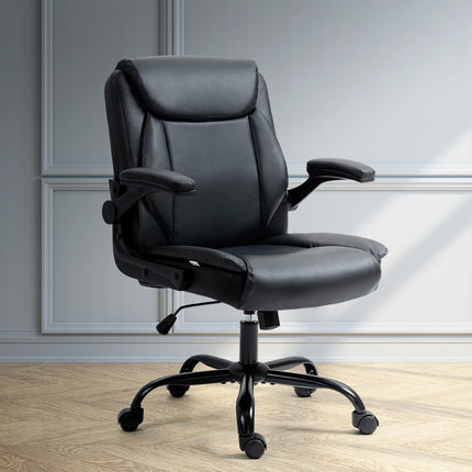 Office Chair Leather Computer Desk Chairs Executive Gaming Study Black