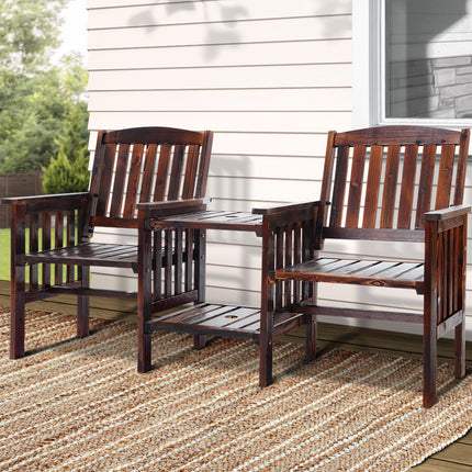 Garden Bench Chair Table Loveseat Wooden Outdoor Furniture Patio Park Charcoal Brown