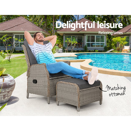 Recliner Chair Sun lounge Outdoor Setting Patio Furniture Wicker Sofa