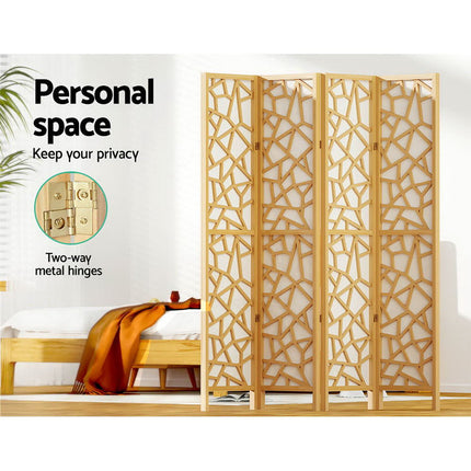 Clover Room Divider Screen Privacy Wood Dividers Stand 4 Panel Natural