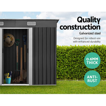 Garden Shed Outdoor Storage Sheds 2.38x1.31M Tool Metal Base House Grey