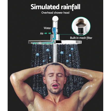 WELS 9'' Rain Shower Head Taps Round Handheld High Pressure Wall Chrome