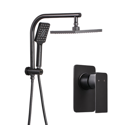 WELS 8'' Rain Shower Head Mixer Square Handheld High Pressure Wall Black