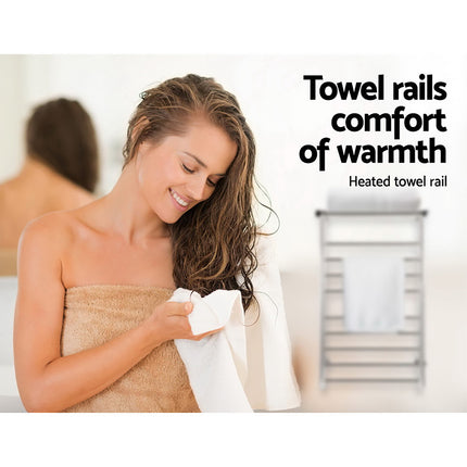 Electric Heated Towel Rail Warmer Heater Rails Rack Wall Mounted 14 Bar
