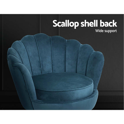 Armchair Lounge Chair Accent Retro Armchairs Lounge Shell Velvet Navy