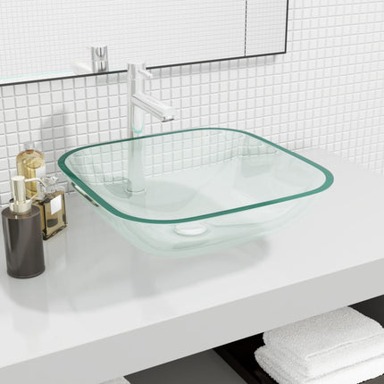 Basin Glass 42x42x14 cm Transparent